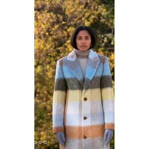 WAS HIM Chequer Single Breast Plaid Oversized Coat - XS
